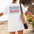 Retro Baseball Mom Mother's Day Weekend Forecast Baseball Women's T-Shirt Back Print Retro Baseball Mom Mother's Day Weekend Forecast Baseball Women's T-Shirt Back Print