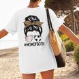 Soccer Baseball Mom Of Both Messy Bun Leopard Mother's Day Women's T-Shirt Back Print