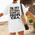 In My Softball Baseball Mom Era Retro Groovy Mom Of Both Women's T-Shirt Back Print