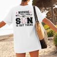 Warning Will Yell Loudly My Son Baseball Mom Women's T-Shirt Back Print Warning Will Yell Loudly My Son Baseball Mom Women's T-Shirt Back Print