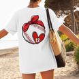Womens Custom Baseball Mom Number 12 Heart For Mom Mommy Premium Women's T-Shirt Back Print