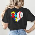 Autism Baseball Heart Autism Puzzle Baseball Mom Women's T-Shirt Back Print Autism Baseball Heart Autism Puzzle Baseball Mom Women's T-Shirt Back Print