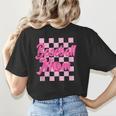 Baseball Mom And Pink Grid Sports Mother Mama Player Women's T-Shirt Back Print Baseball Mom And Pink Grid Sports Mother Mama Player Women's T-Shirt Back Print