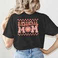 Baseball Mom Baseball Player Mama Women Groovy Women's T-Shirt Back Print Baseball Mom Baseball Player Mama Women Groovy Women's T-Shirt Back Print