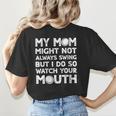 Baseball Mom Swing Watch Mouth Baseball Boy Women's T-Shirt Back Print Baseball Mom Swing Watch Mouth Baseball Boy Women's T-Shirt Back Print