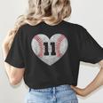 Baseball Number 11 Distressed Heart For Baseball Moms Women's T-Shirt Back Print Baseball Number 11 Distressed Heart For Baseball Moms Women's T-Shirt Back Print