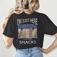 Baseball Sport I’m Just Here For The Snacks Baseball Mom Women's T-Shirt Back Print Baseball Sport I’m Just Here For The Snacks Baseball Mom Women's T-Shirt Back Print