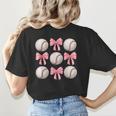 Baseballs And Bows Coquette Baseball Mom Baseball Coach Girl Women's T-Shirt Back Print Baseballs And Bows Coquette Baseball Mom Baseball Coach Girl Women's T-Shirt Back Print