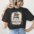Bleached Messy Bun Game Day Vibes Baseball Mom Game Day Women's T-Shirt Back Print Bleached Messy Bun Game Day Vibes Baseball Mom Game Day Women's T-Shirt Back Print