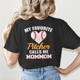 My Favorite Pitcher Calls Me MomMom Pitcher Baseball Mom Mom Women's T-Shirt Back Print My Favorite Pitcher Calls Me MomMom Pitcher Baseball Mom Mom Women's T-Shirt Back Print