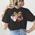 Football Baseball Heart Football Baseball Mom Women's T-Shirt Back Print Football Baseball Heart Football Baseball Mom Women's T-Shirt Back Print