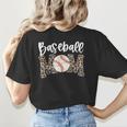 Leopard Baseball Mom Baseball Mama Retro Cute Mother's Day Women's T-Shirt Back Print Leopard Baseball Mom Baseball Mama Retro Cute Mother's Day Women's T-Shirt Back Print