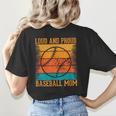 Loud And Proud Baseball Mom Vibrant Colorful Stripe Women's T-Shirt Back Print Loud And Proud Baseball Mom Vibrant Colorful Stripe Women's T-Shirt Back Print