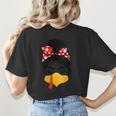 Messy Bun Baseball Mom Turkey Face Matching Thanksgiving Women's T-Shirt Back Print Messy Bun Baseball Mom Turkey Face Matching Thanksgiving Women's T-Shirt Back Print