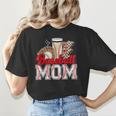 Retro Coffee Baseball Mama Mother's Day Baseball Mom Women's T-Shirt Back Print Retro Coffee Baseball Mama Mother's Day Baseball Mom Women's T-Shirt Back Print