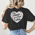 Retro My Heart Is On That Field Baseball Mom Mother's Day Women's T-Shirt Back Print Retro My Heart Is On That Field Baseball Mom Mother's Day Women's T-Shirt Back Print