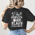 She Dances He Plays Mom Of Both Dance And Baseball Mom Women's T-Shirt Back Print