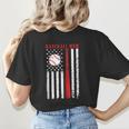 Vintage Baseball Flag Women Baseball Mom Women's T-Shirt Back Print