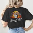 Vintage Retro Sunset Baseball Mom Mother's Day Women's T-Shirt Back Print Vintage Retro Sunset Baseball Mom Mother's Day Women's T-Shirt Back Print