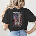 Vintage USA Flag Baseball Player Proud Baseball Mom Women's T-Shirt Back Print Vintage USA Flag Baseball Player Proud Baseball Mom Women's T-Shirt Back Print