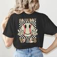 Women Kids Baseball Game Day Vibes Smile Baseball Mom Women's T-Shirt Back Print