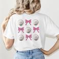 Baseball Boys Girls Baseball Mom Tee Pink Bow Baseball Women's T-Shirt Back Print