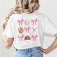 Baseball Coquette Bow Baseball Mama Baseball Mom Premium Women's T-Shirt Back Print