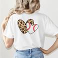 Baseball Heart Leopard Heart Sport Baseball Mom Women's T-Shirt Back Print