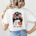 Baseball Mom Basketball Mom Of Both Messy Bun Mother's Day Women's T-Shirt Back Print Baseball Mom Basketball Mom Of Both Messy Bun Mother's Day Women's T-Shirt Back Print