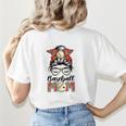 Baseball Mom Game Day Messy Bun Leopard Mother's Day Women's T-Shirt Back Print