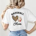 Baseball Mom Leopard Heart Baseball Player Kids Women's T-Shirt Back Print Baseball Mom Leopard Heart Baseball Player Kids Women's T-Shirt Back Print