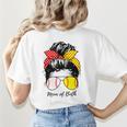 Baseball Mom Softball Mom Of Both Messy Bun Mother's Day Women's T-Shirt Back Print Baseball Mom Softball Mom Of Both Messy Bun Mother's Day Women's T-Shirt Back Print