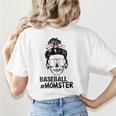 Baseball Momster Messy Bun Skull Mom For Women Halloween Women's T-Shirt Back Print Baseball Momster Messy Bun Skull Mom For Women Halloween Women's T-Shirt Back Print