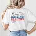 Busy Raising Ballers Retro Groovy Baseball Mom Outfit Women's T-Shirt Back Print