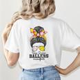 Busy Raising Ballers Softball Messy Bun Baseball Mom Women's T-Shirt Back Print Busy Raising Ballers Softball Messy Bun Baseball Mom Women's T-Shirt Back Print