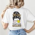 Busy Raising Ballers Tennis Baseball Mom Messy Bun Leopard Women's T-Shirt Back Print Busy Raising Ballers Tennis Baseball Mom Messy Bun Leopard Women's T-Shirt Back Print