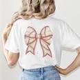 Coquette Bow Baseball Mama Baseball Mom Women Women's T-Shirt Back Print Coquette Bow Baseball Mama Baseball Mom Women Women's T-Shirt Back Print