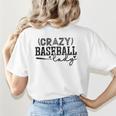 Crazy Baseball Lady Baseball Mom Sporty Humor Women's T-Shirt Back Print Crazy Baseball Lady Baseball Mom Sporty Humor Women's T-Shirt Back Print