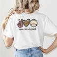 Peace Love Baseball Mom Leopard Print Cheetah Pattern Women's T-Shirt Back Print Peace Love Baseball Mom Leopard Print Cheetah Pattern Women's T-Shirt Back Print