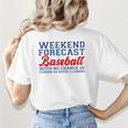 Retro Baseball Mom Mother's Day Weekend Forecast Baseball Women's T-Shirt Back Print Retro Baseball Mom Mother's Day Weekend Forecast Baseball Women's T-Shirt Back Print