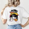 Spanish Baseball Mom Messy Bun Spain Baseball Girl Women's T-Shirt Back Print Spanish Baseball Mom Messy Bun Spain Baseball Girl Women's T-Shirt Back Print