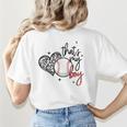 That's My Boy Leopard Heart Baseball Mom Women's T-Shirt Back Print