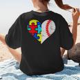 Autism Baseball Heart Autism Puzzle Baseball Mom Women's T-Shirt Back Print Autism Baseball Heart Autism Puzzle Baseball Mom Women's T-Shirt Back Print
