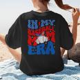 In My Baseball Mom Era Groovy Baseball Mother's Day US Flag Women's T-Shirt Back Print