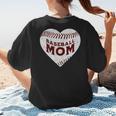Baseball Mom Heart Love Mother's Day Game Day Support Women's T-Shirt Back Print