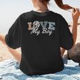 Baseball Mom Love My Boy Retro Casual Letter Print Women's T-Shirt Back Print Baseball Mom Love My Boy Retro Casual Letter Print Women's T-Shirt Back Print