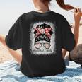 Baseball Mom Messy Bun Hair Player Mom Women's T-Shirt Back Print