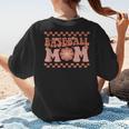 Baseball Mom Baseball Player Mama Women Groovy Women's T-Shirt Back Print Baseball Mom Baseball Player Mama Women Groovy Women's T-Shirt Back Print