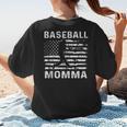 Baseball Momma Mom USA Flag 4th Of July Women's T-Shirt Back Print Baseball Momma Mom USA Flag 4th Of July Women's T-Shirt Back Print