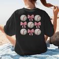 Baseballs And Bows Coquette Baseball Mom Baseball Coach Girl Women's T-Shirt Back Print Baseballs And Bows Coquette Baseball Mom Baseball Coach Girl Women's T-Shirt Back Print